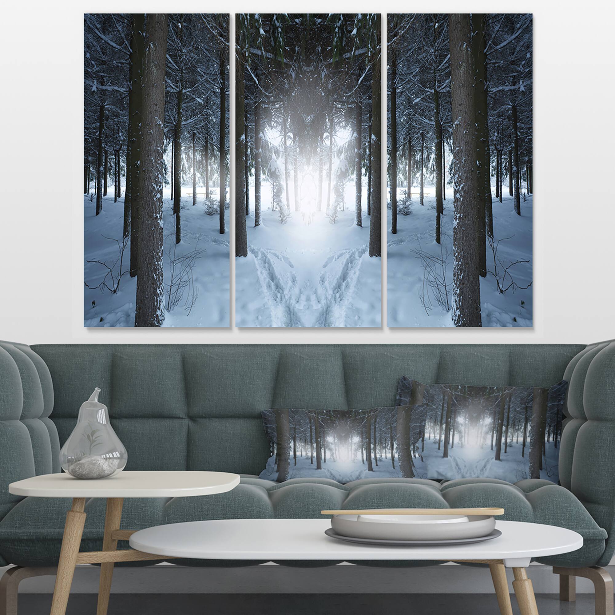 Designart - Winter Forest with Dark Woods